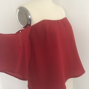 Pull & Bear Red Off Shoulder Blouse